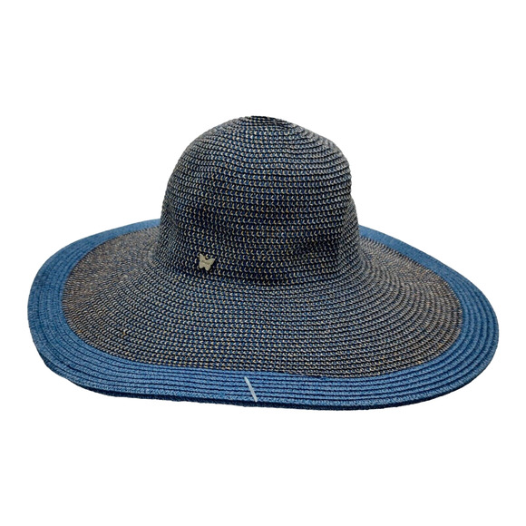 NEW Blue Woven Floppy Summer UPF 50+ Boho Hat by Madrid Hats Easy Pack Easy Wear - Picture 8 of 11